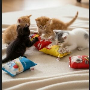 Pet Fun Food Kitty Chips Plush Cat Toys